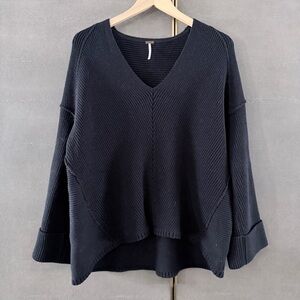 Free People Black V-Neck Sweater